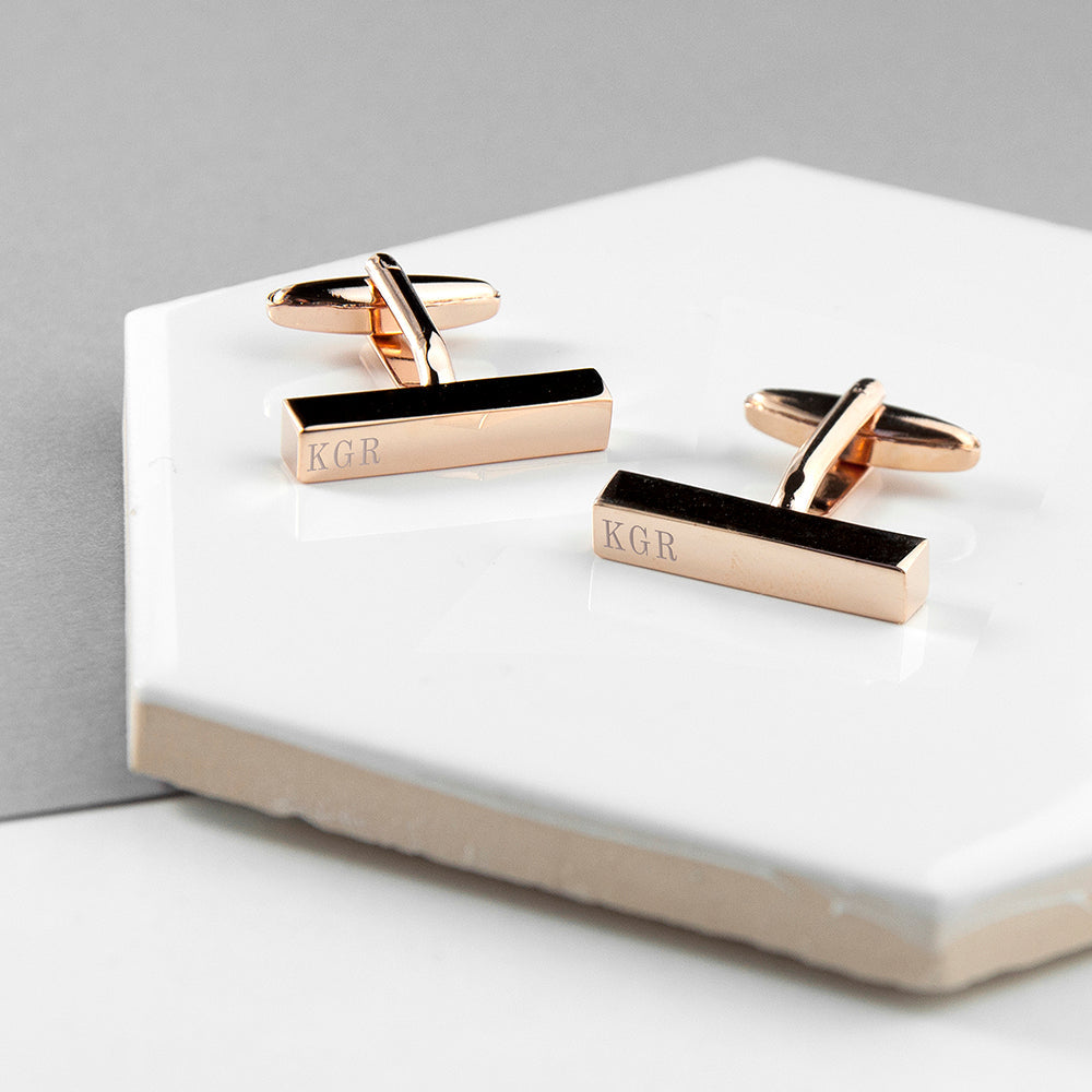 Personalised Monogram Cufflink Set (In Silver Or Rose Gold)