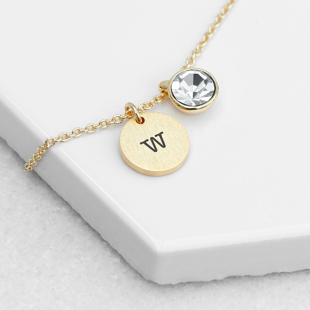 Personalised Personalised Monogram Gold Birthstone Crystal and Disc