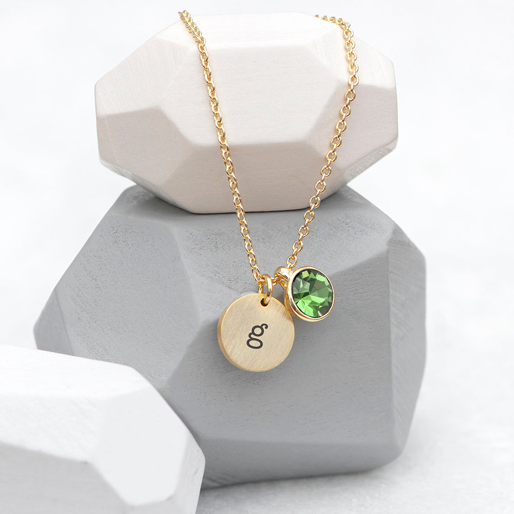 Personalised Personalised Monogram Gold Birthstone Crystal and Disc