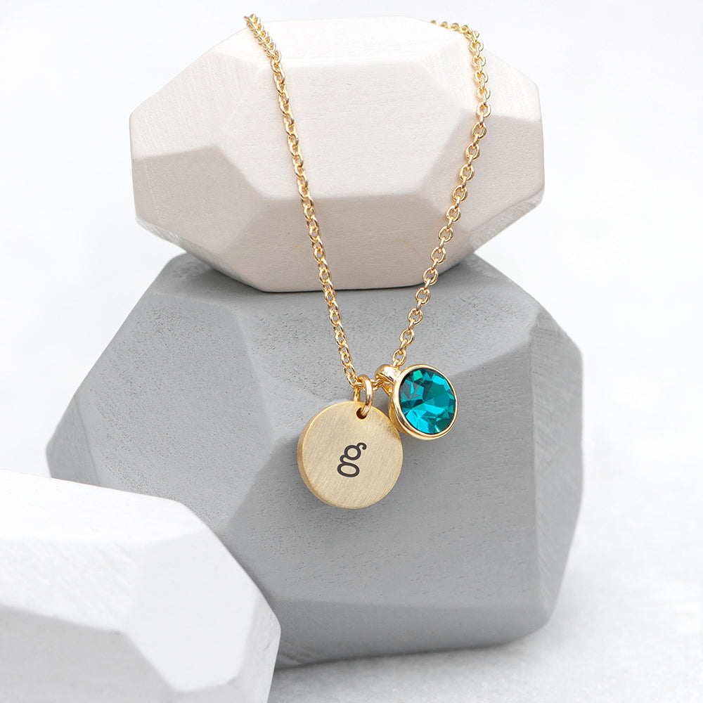 Personalised Personalised Monogram Gold Birthstone Crystal and Disc