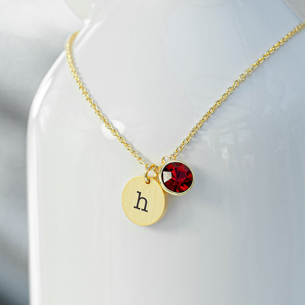 Personalised Personalised Monogram Gold Birthstone Crystal and Disc