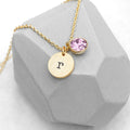 Personalised Personalised Monogram Gold Birthstone Crystal and Disc