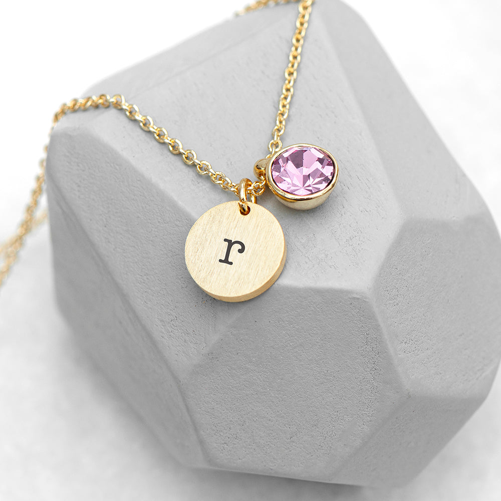 Personalised Personalised Monogram Gold Birthstone Crystal and Disc
