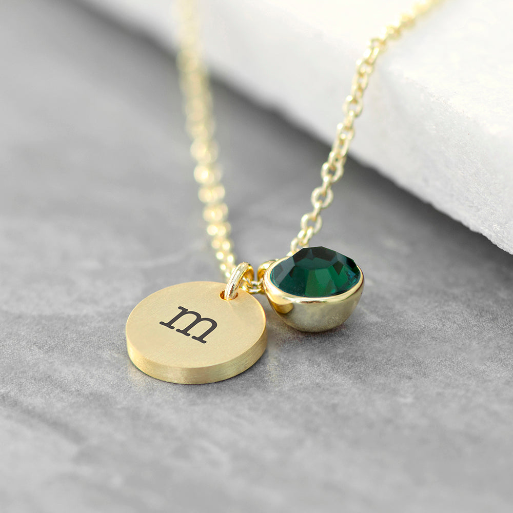 Personalised Personalised Monogram Gold Birthstone Crystal and Disc