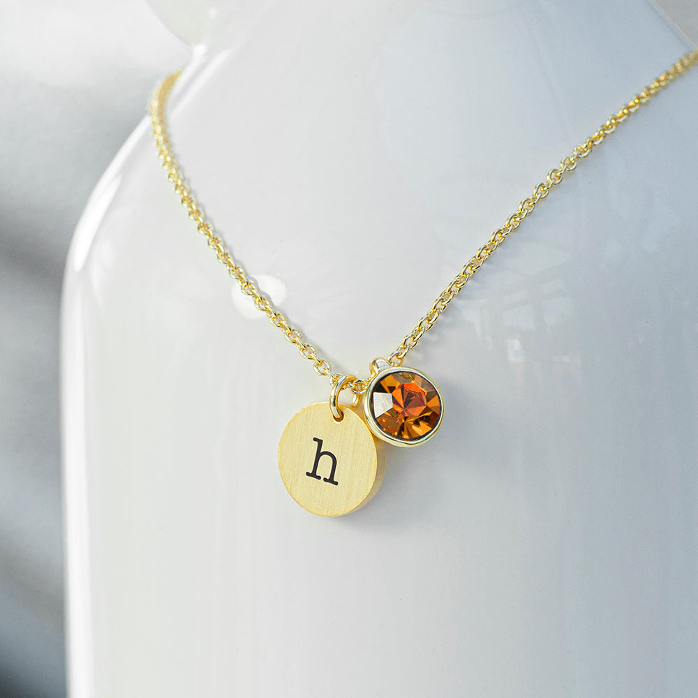 Personalised Personalised Monogram Gold Birthstone Crystal and Disc