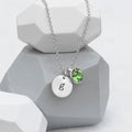 Personalised Personalised Monogram Silver Birthstone Crystal and Disc