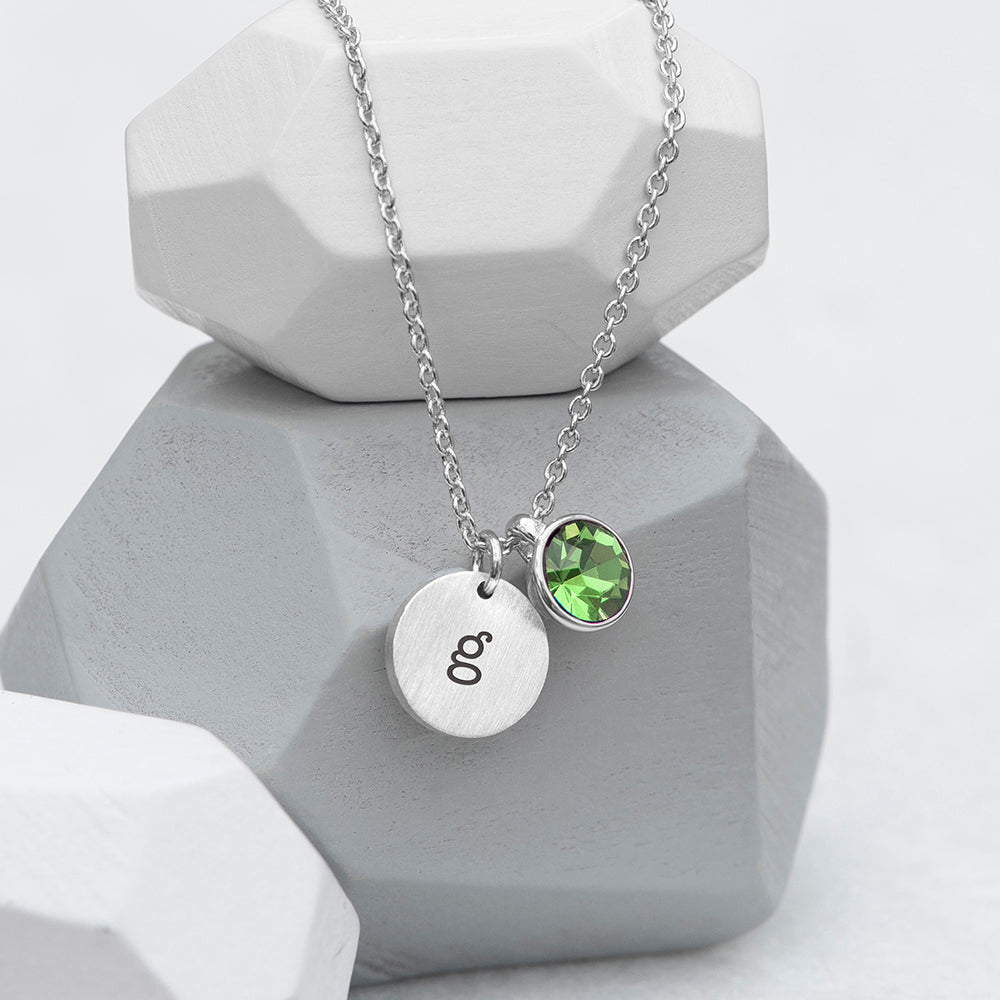 Personalised Personalised Monogram Silver Birthstone Crystal and Disc