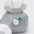 Personalised Personalised Monogram Silver Birthstone Crystal and Disc