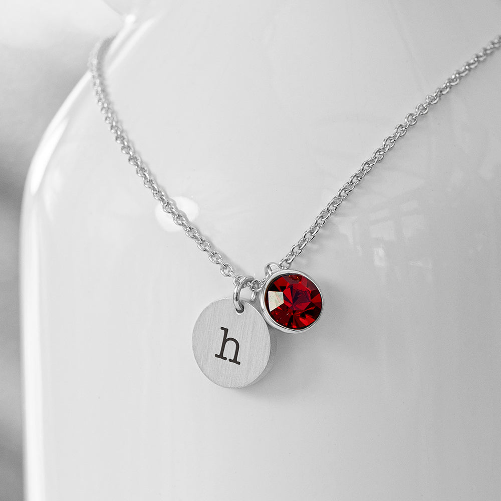 Personalised Personalised Monogram Silver Birthstone Crystal and Disc