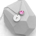 Personalised Personalised Monogram Silver Birthstone Crystal and Disc