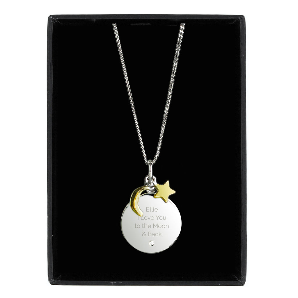 Personalised Moon & Stars Sterling Silver Necklace