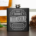 Personalised Moonshine Vintage Matte Black Hip Flask