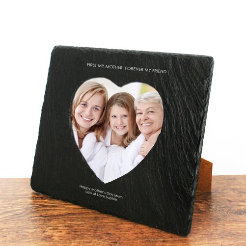 Personalised Mother Forever My Friend Heart Slate Photo Frame