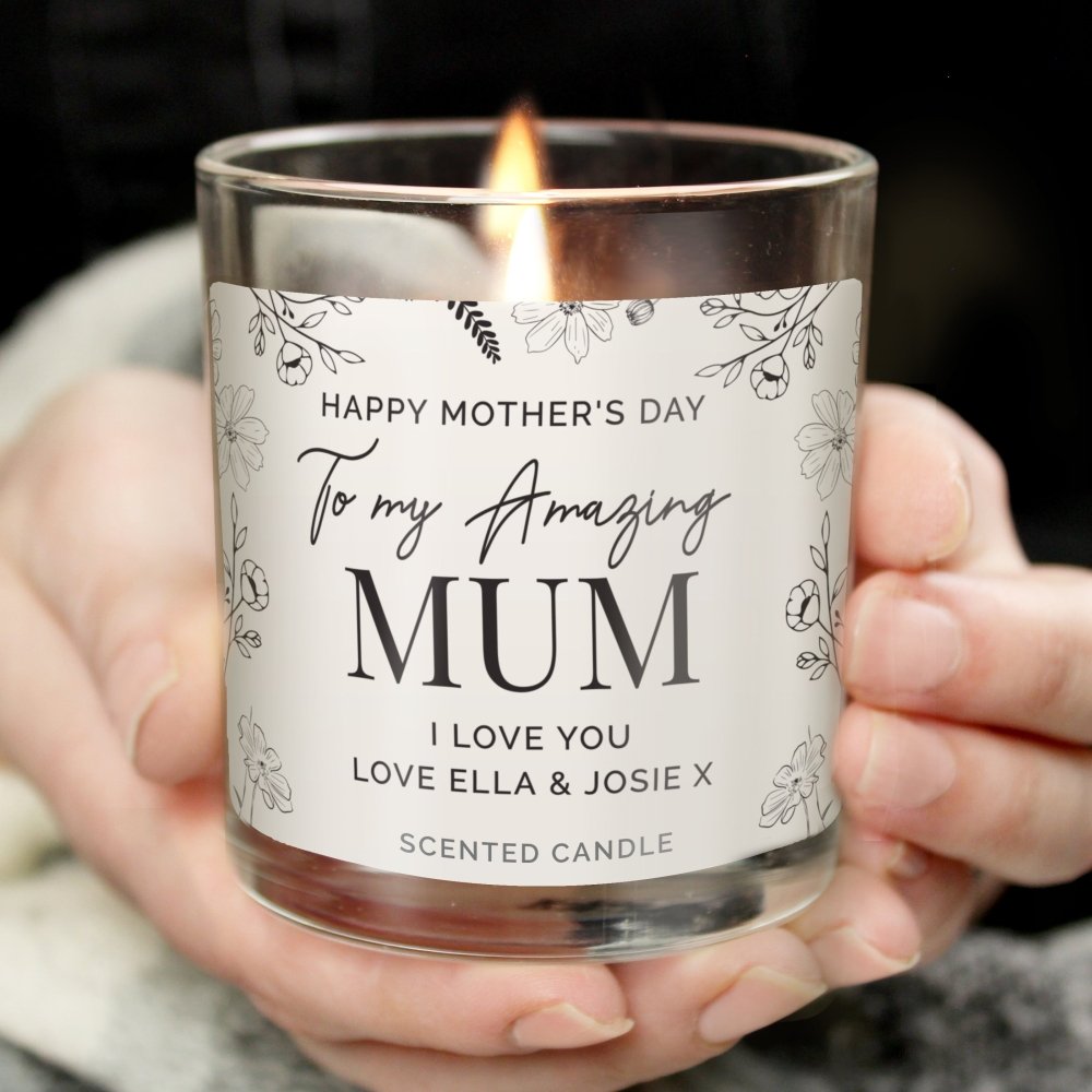Personalised Mothers Day Floral Scented Jar Candle