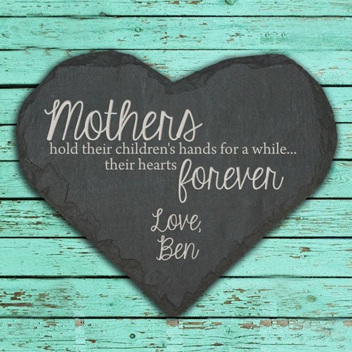 Personalised Mothers Hold Hands and Hearts Black Slate Keepsake
