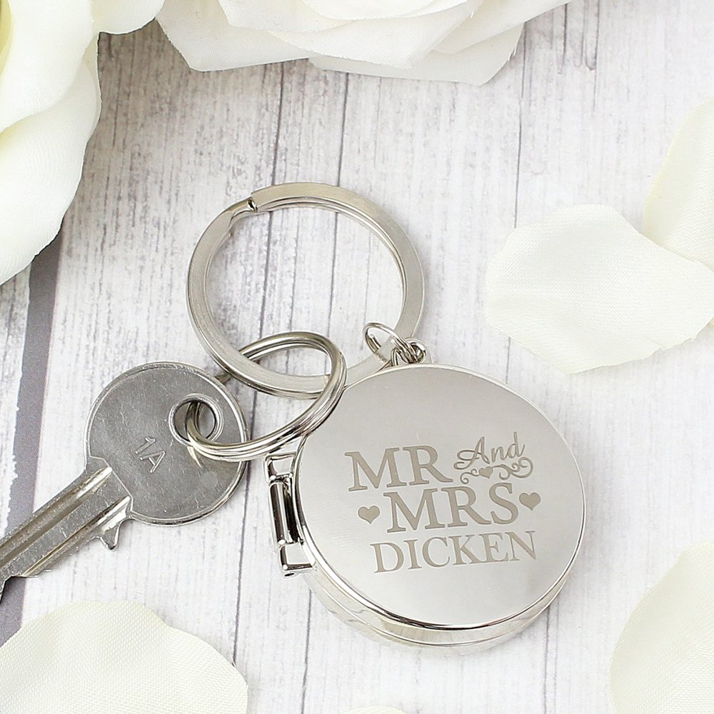 Personalised Mr And Mrs Photo Keyring