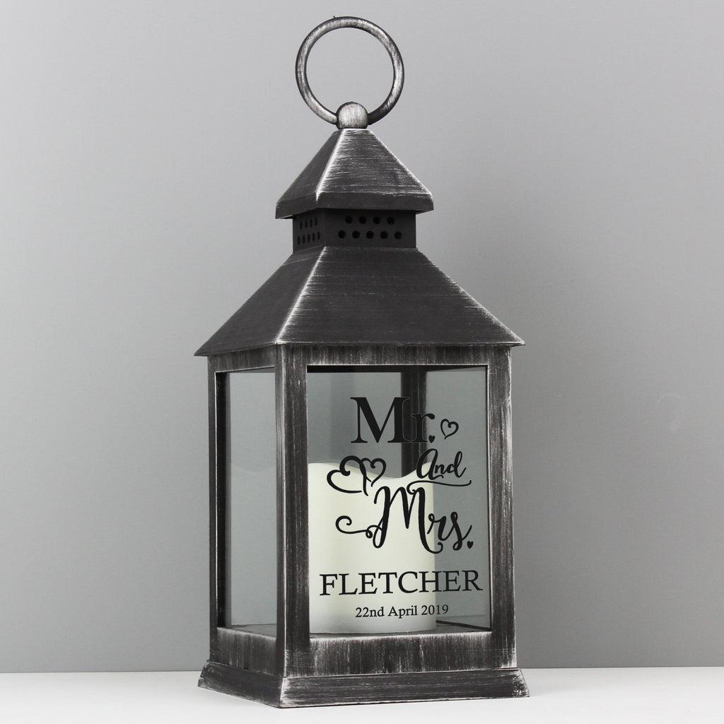 Personalised Mr And Mrs Rustic Black Lantern