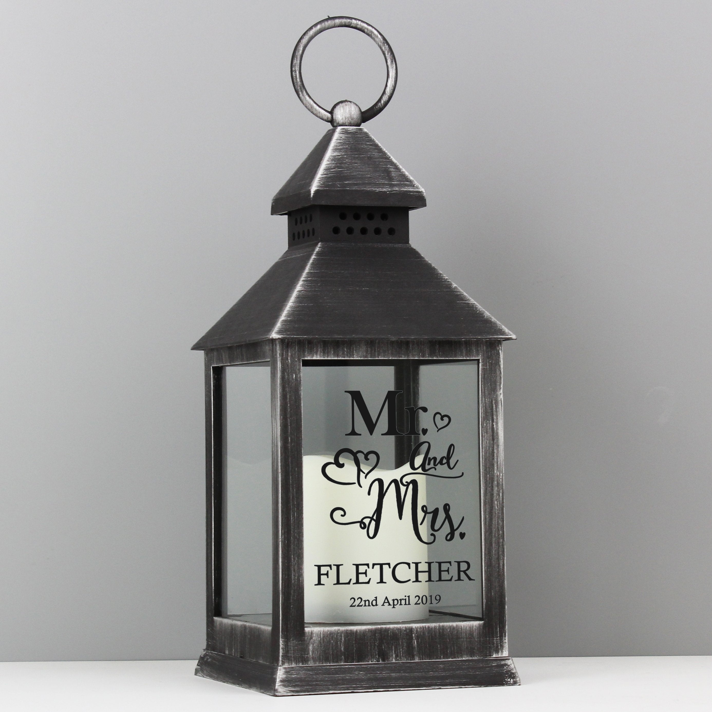 Personalised Mr And Mrs Rustic Black Lantern