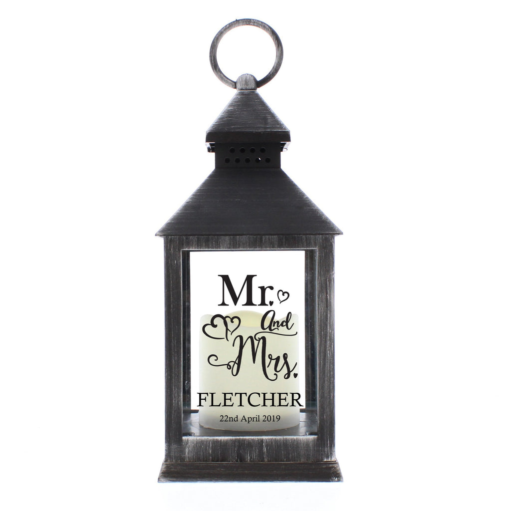 Personalised Mr And Mrs Rustic Black Lantern