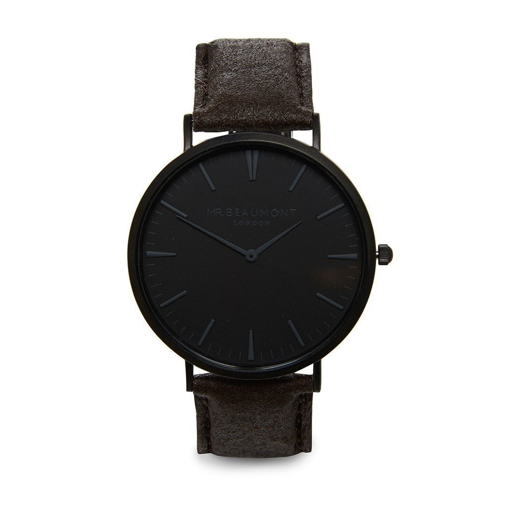 Personalised Mr Beaumont Engraved Vegan Watch Black Face