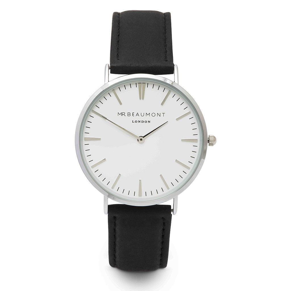 Personalised Mr Beaumont London Engraved Watch In Black