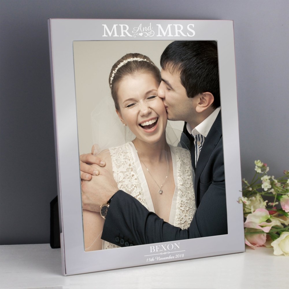 Personalised Mr & Mrs 10x8 Inch Silver Photo Frame
