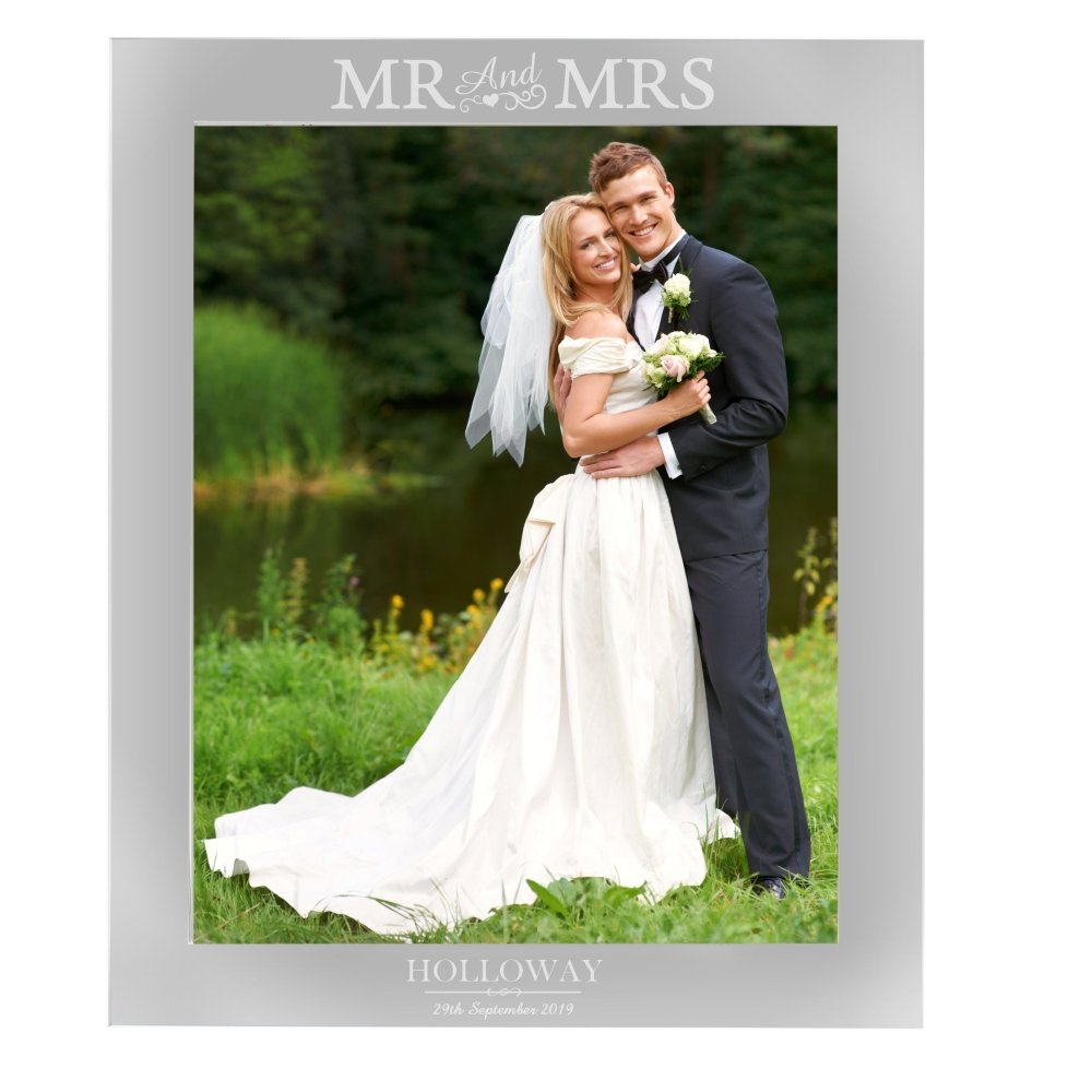 Personalised Mr & Mrs 10x8 Inch Silver Photo Frame