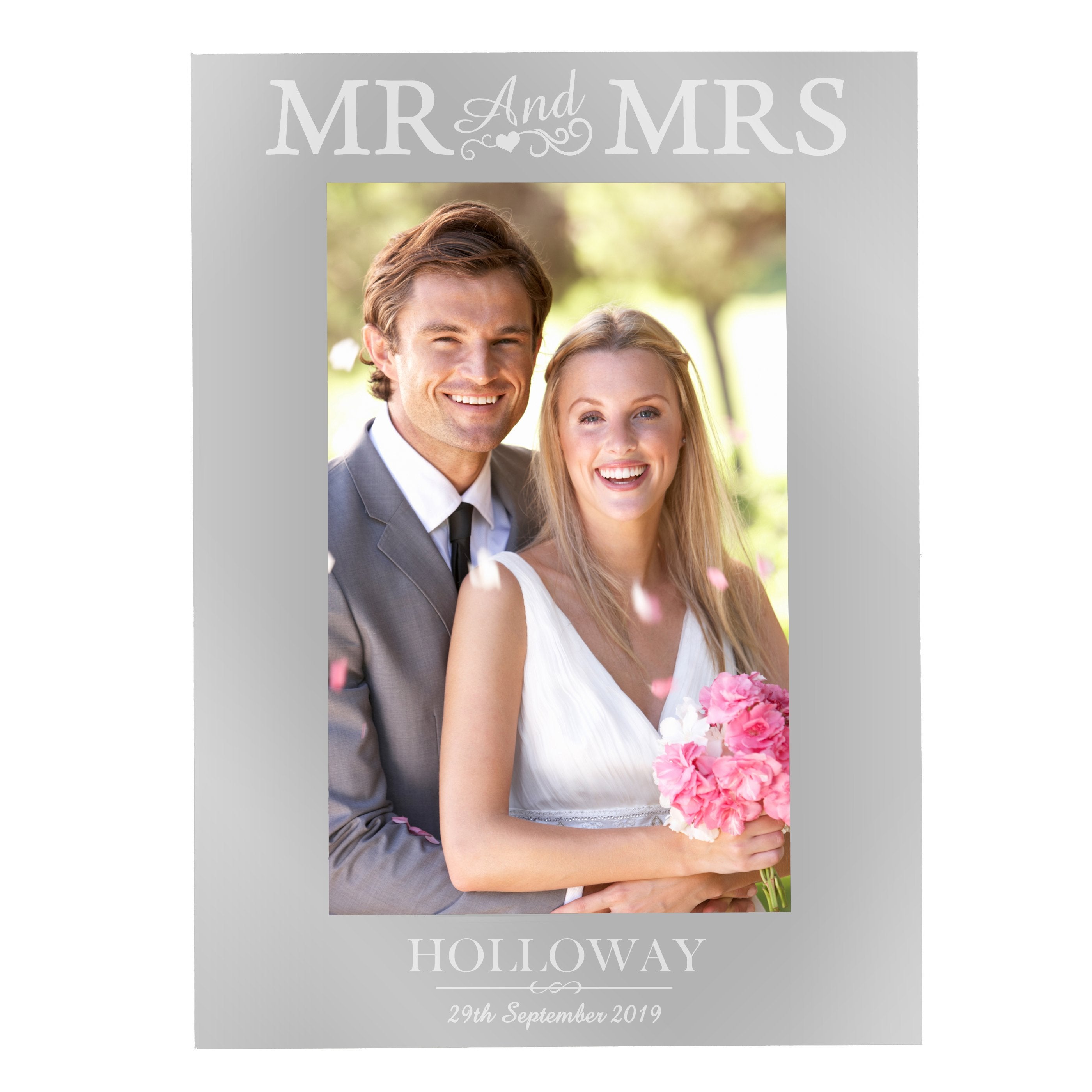 Personalised Mr & Mrs 4x6 Inch Silver Photo Frame