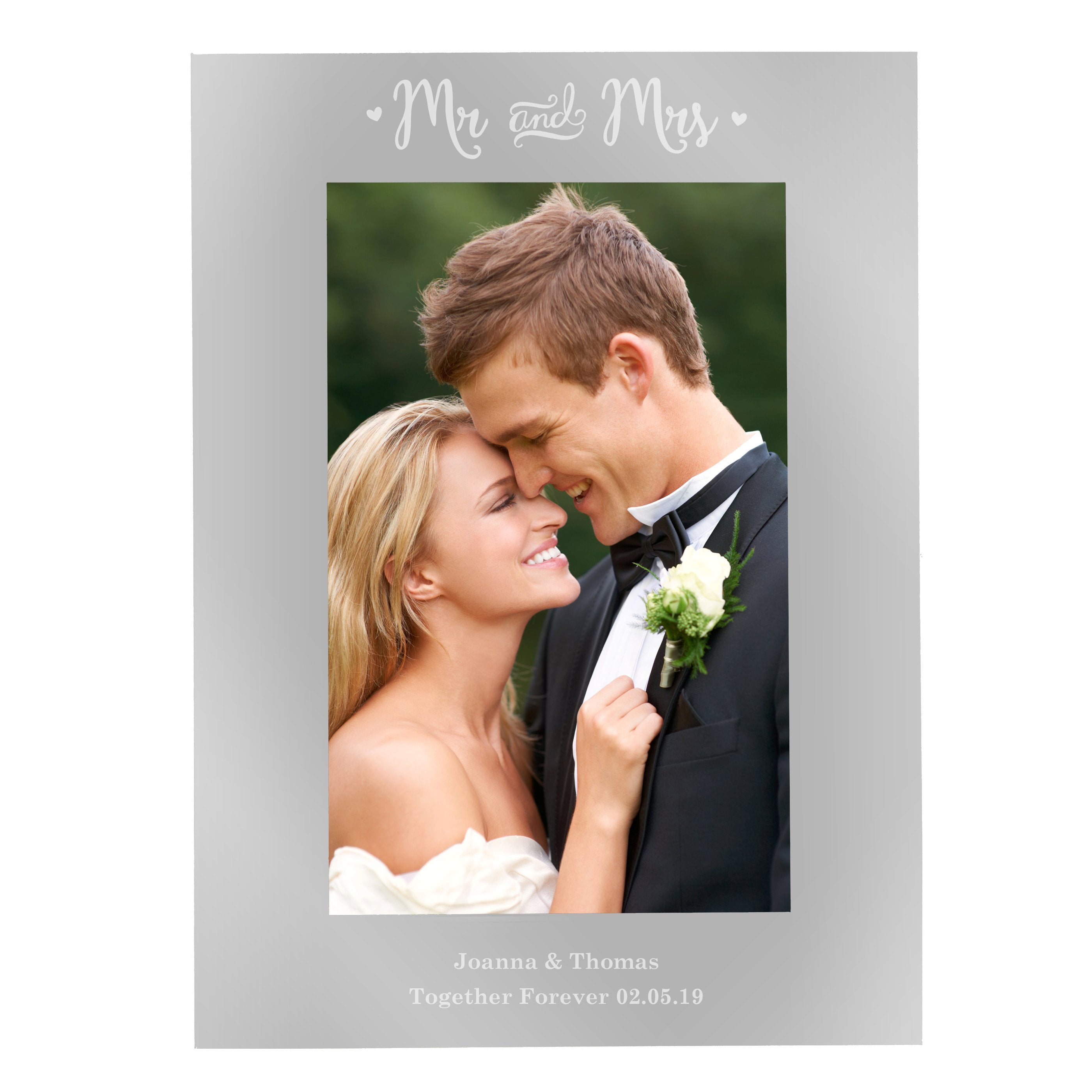 Personalised Mr & Mrs 4x6 Inch Silver Photo Frame
