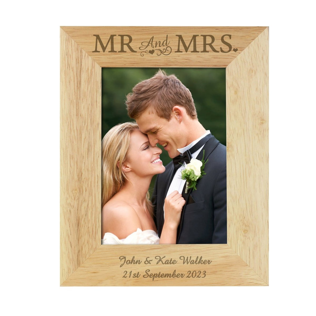 Personalised Mr & Mrs 5x7 Inch Wooden Photo Frame