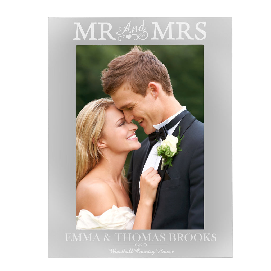 Personalised Mr & Mrs 5x7 Inch Silver Photo Frame