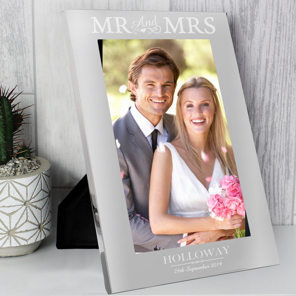 Personalised Mr & Mrs 5x7 Inch Silver Photo Frame