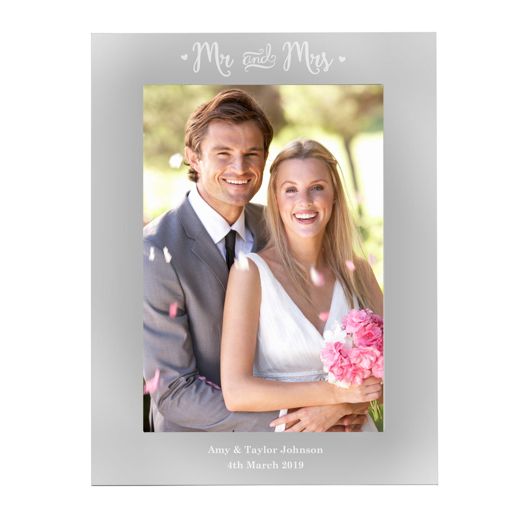 Personalised Mr & Mrs 5x7 Inch Silver Photo Frame