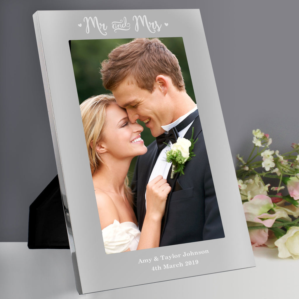 Personalised Mr & Mrs 5x7 Inch Silver Photo Frame