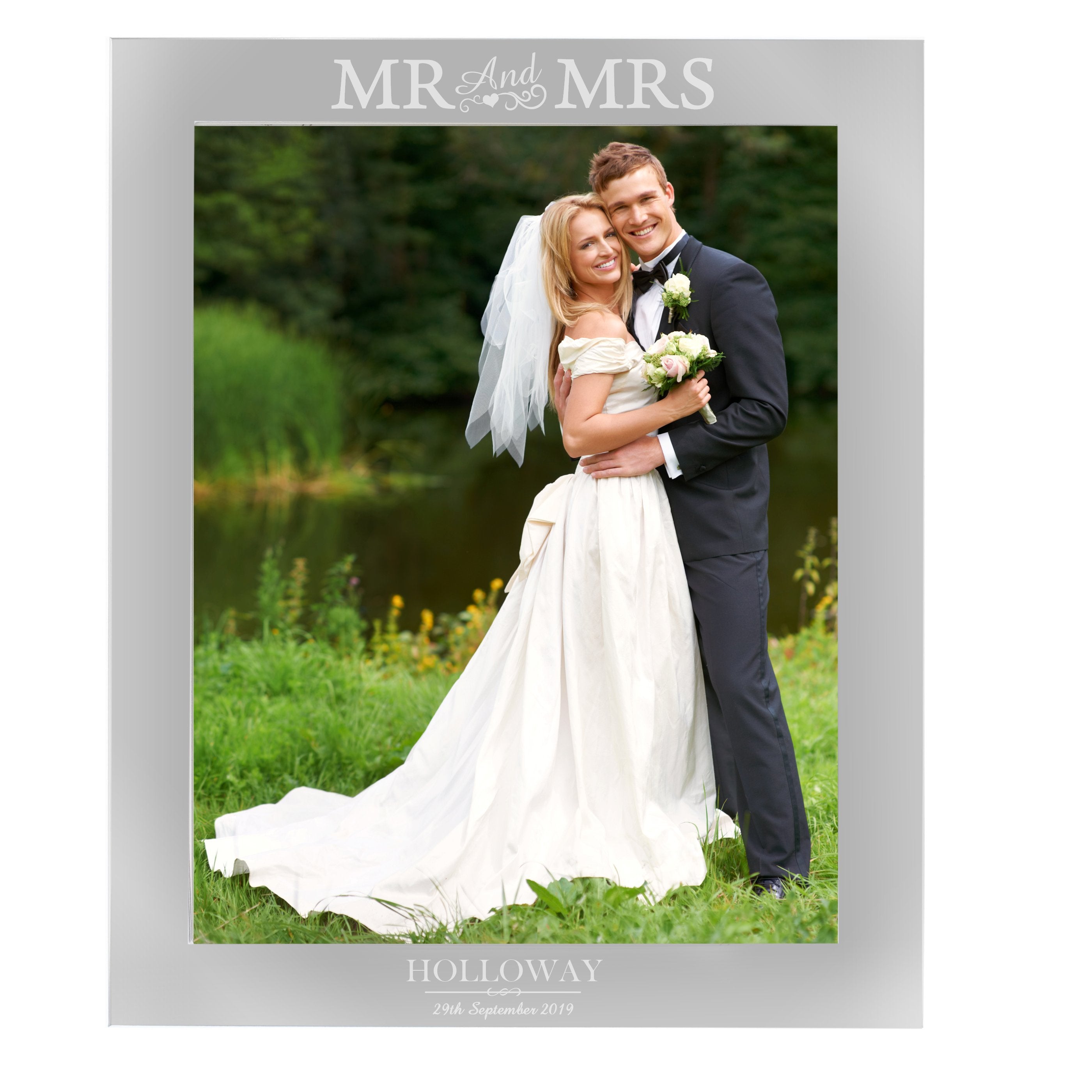 Personalised Mr & Mrs 8x10 Inch Silver Photo Frame
