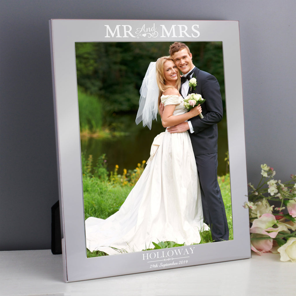 Personalised Mr & Mrs 8x10 Inch Silver Photo Frame