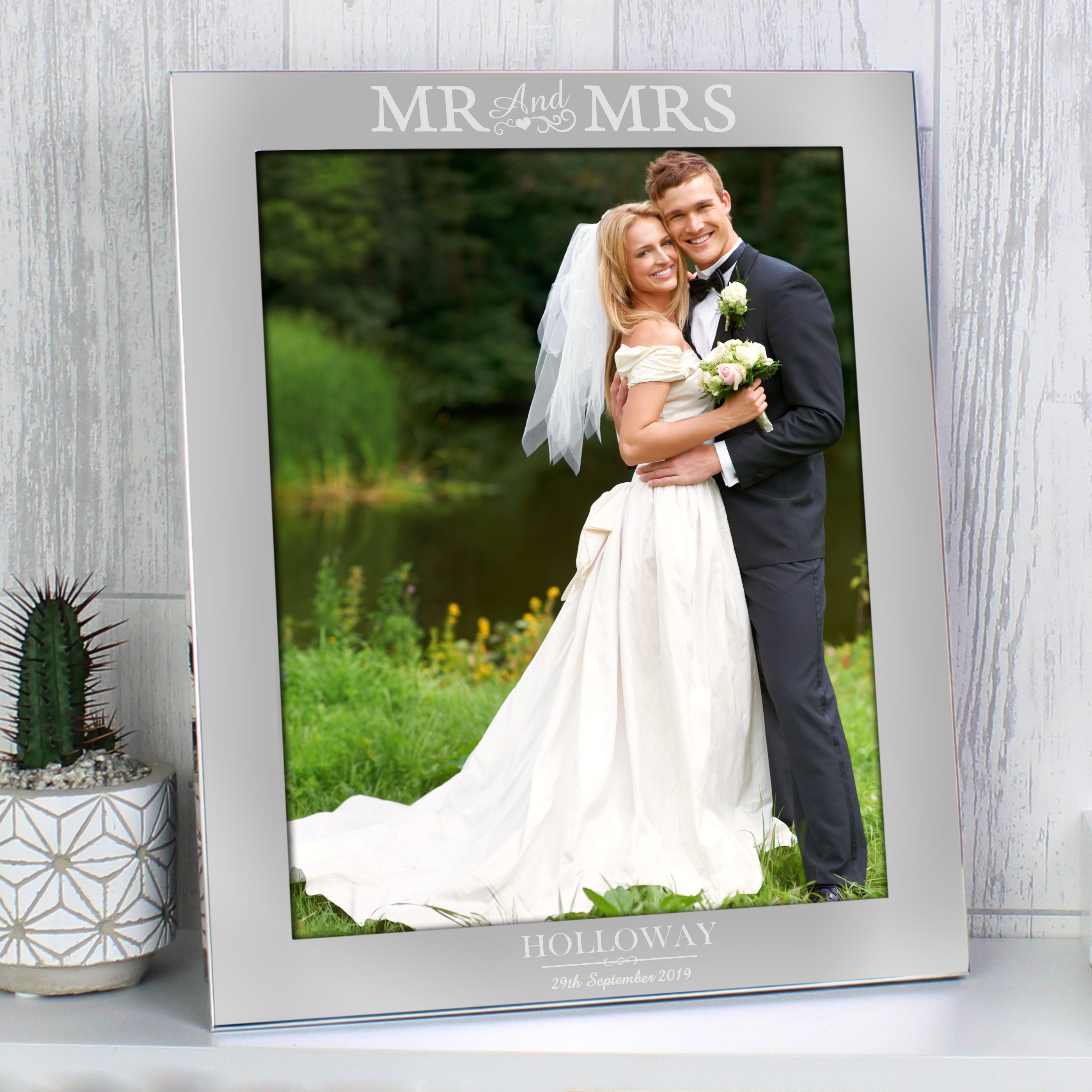 Personalised Mr & Mrs 8x10 Inch Silver Photo Frame