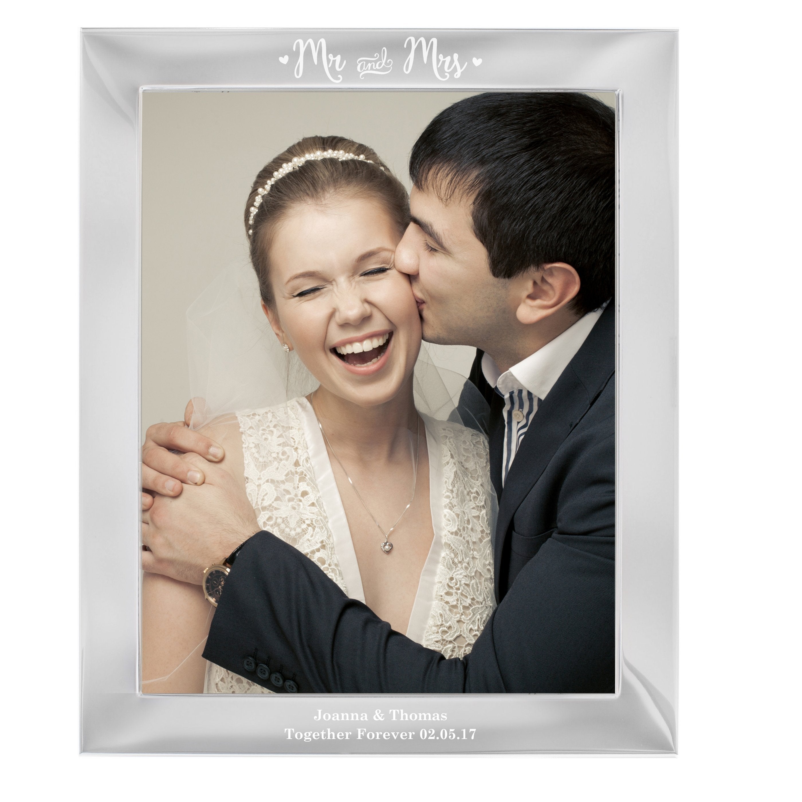 Personalised Mr & Mrs 8x10 Inch Silver Photo Frame