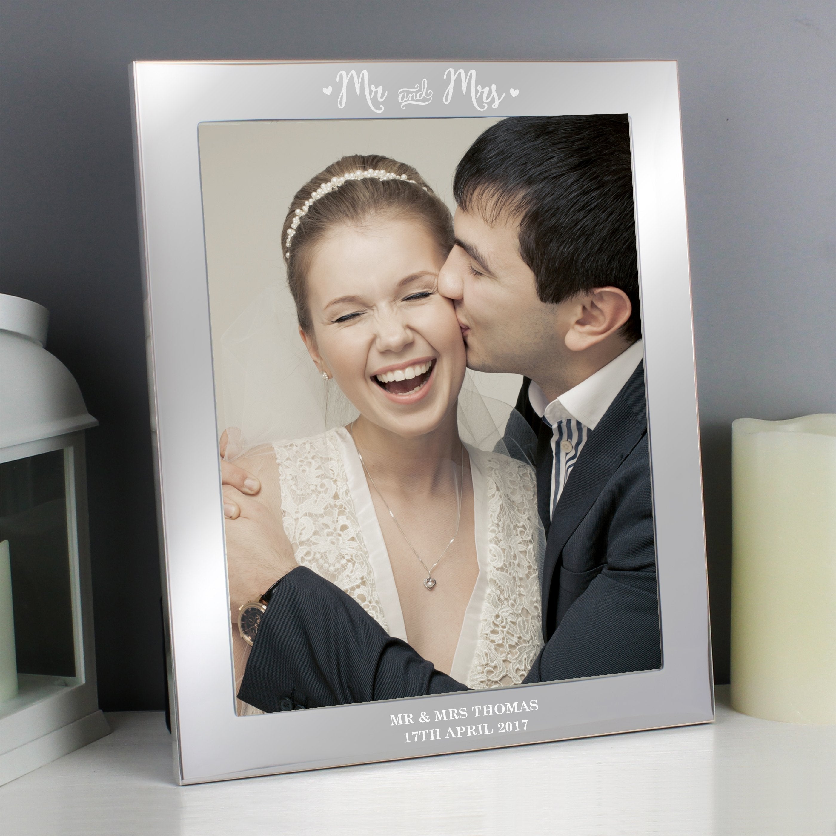Personalised Mr & Mrs 8x10 Inch Silver Photo Frame