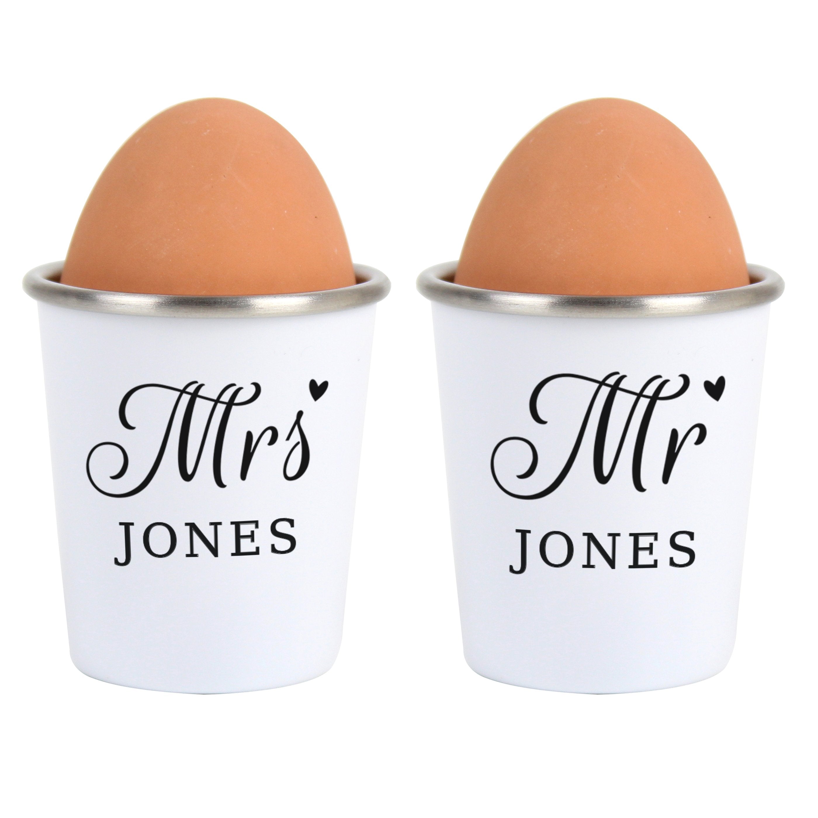 Personalised Mr & Mrs Egg Cups