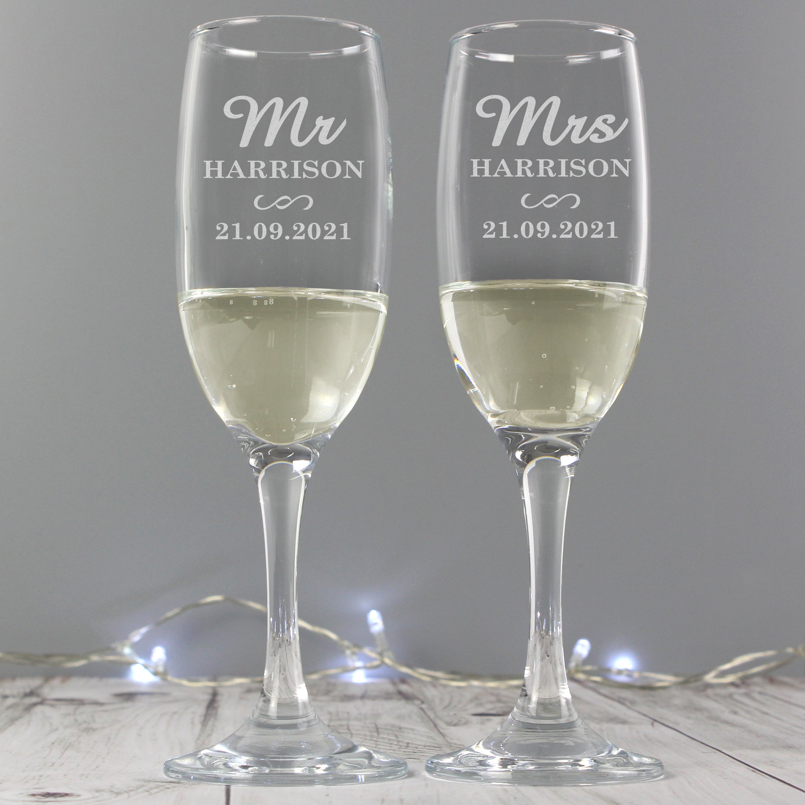 Personalised Mr & Mrs Pair Of Flutes