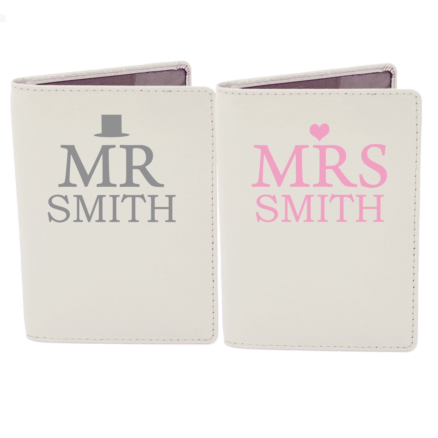 Personalised Mr & Mrs Top Hat Cream Passport Holders