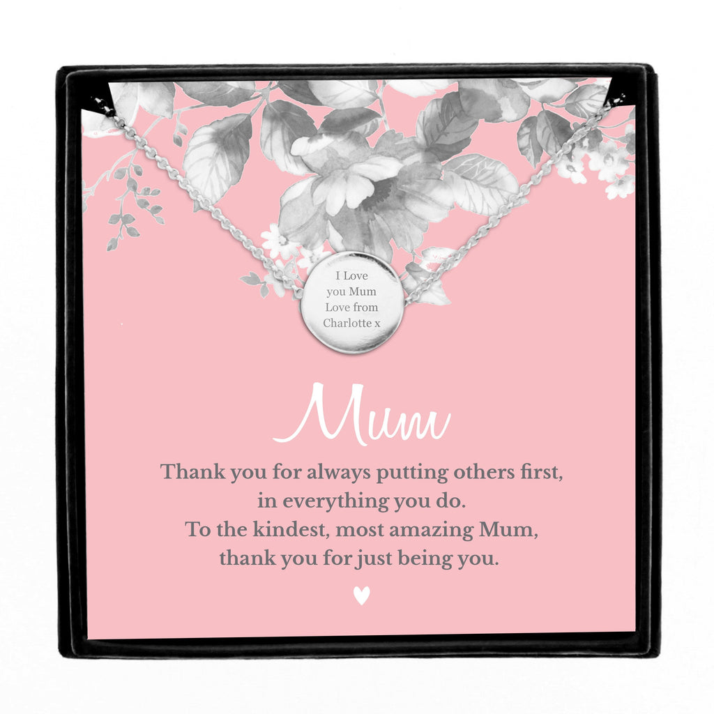 Personalised Mum Sentiment Silver Tone Necklace And Box