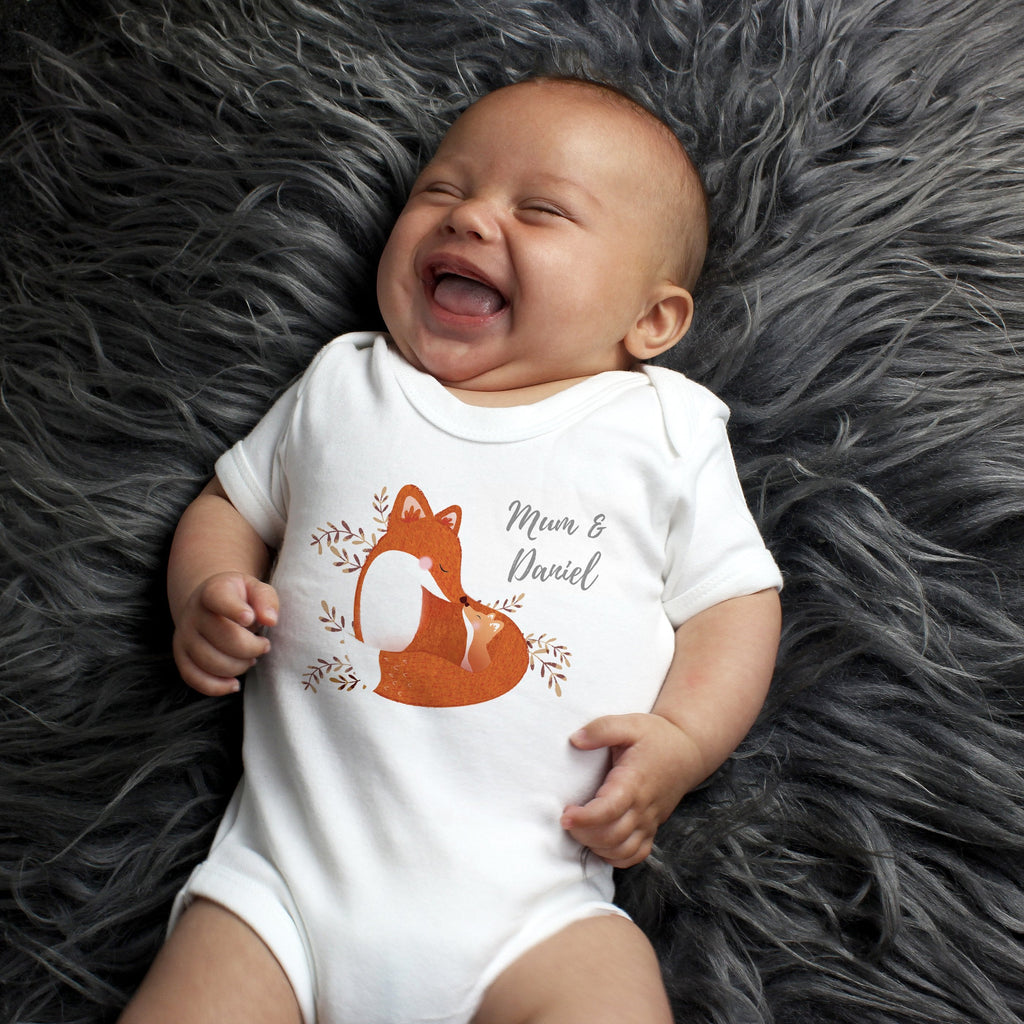 Personalised Mummy And Me Fox 0-3 Months Baby Vest