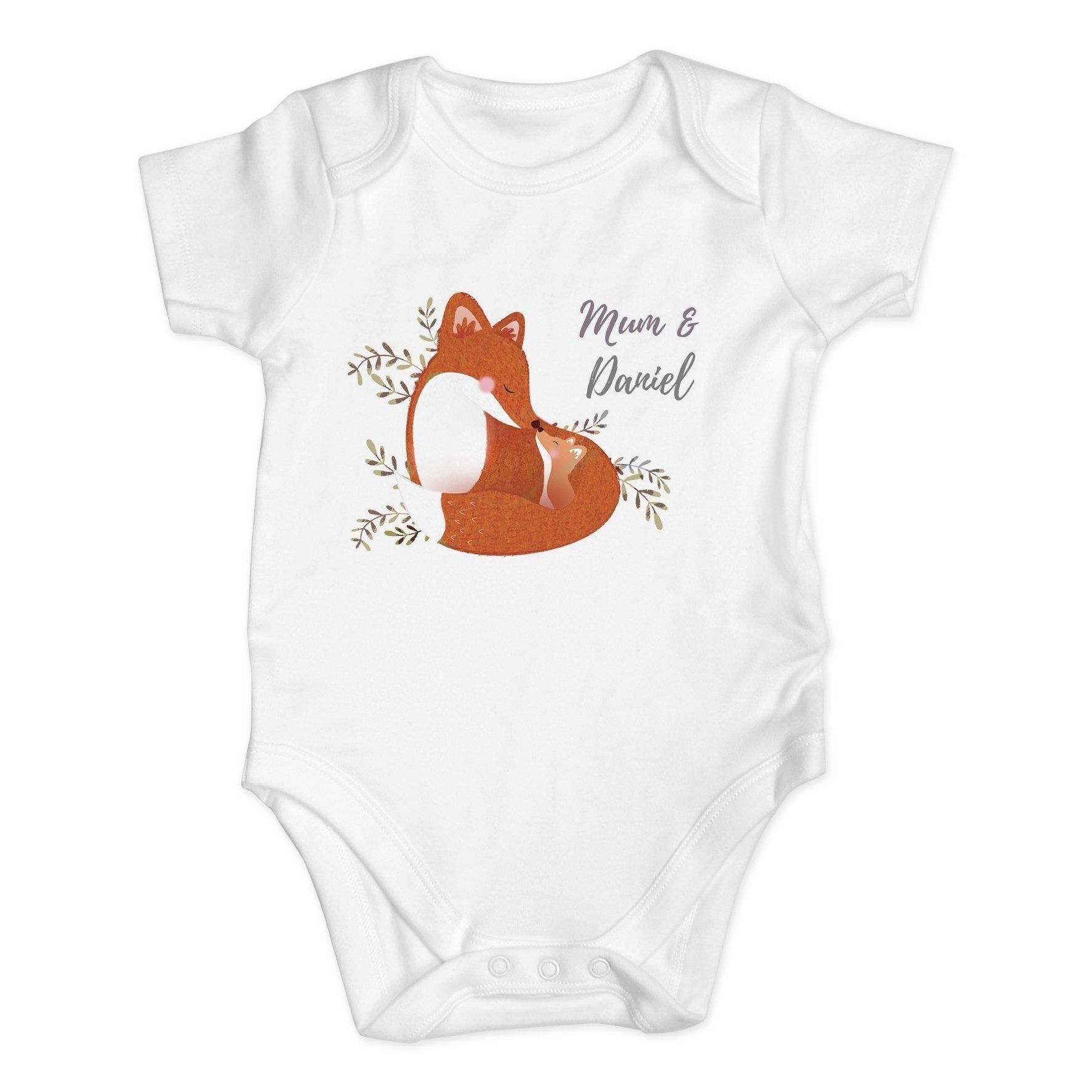 Personalised Mummy And Me Fox 0-3 Months Baby Vest