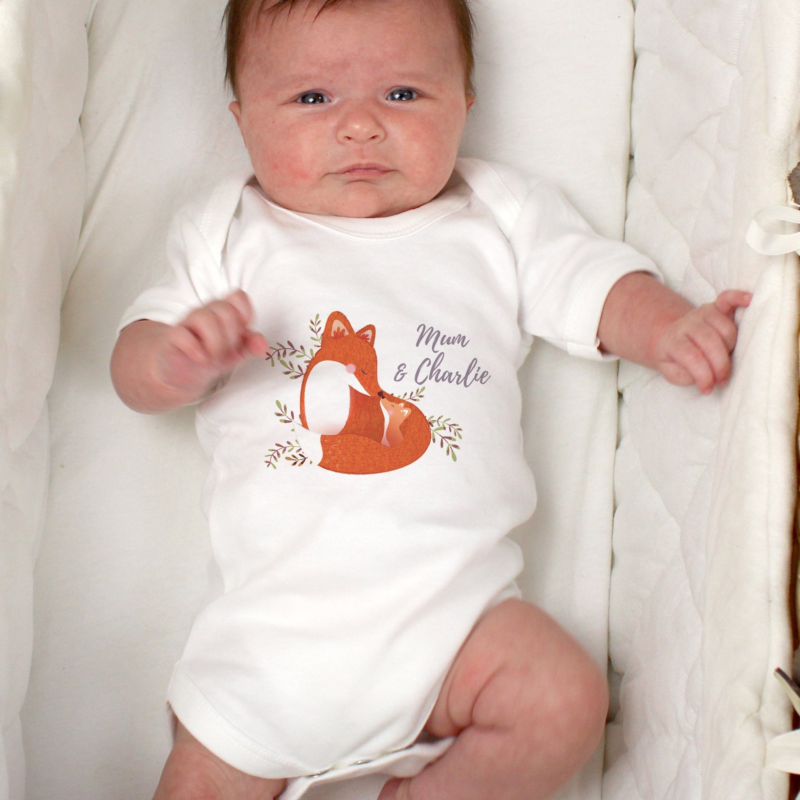 Personalised Mummy And Me Fox 0-3 Months Baby Vest