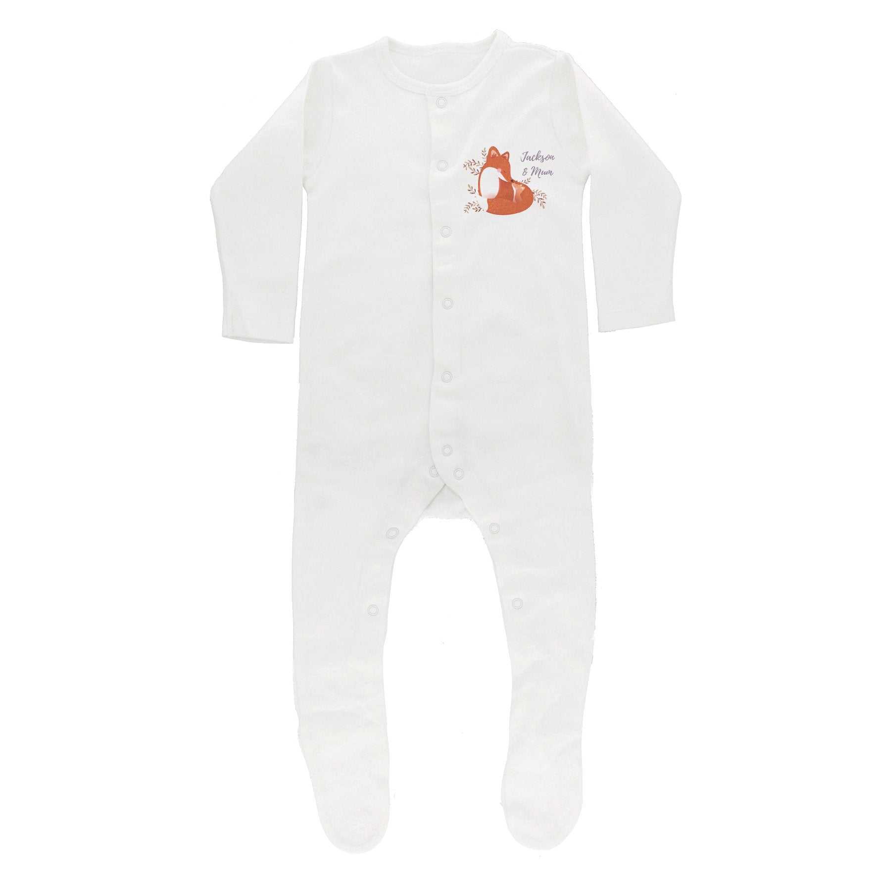 Personalised Mummy And Me Fox 0-3 Months Babygrow