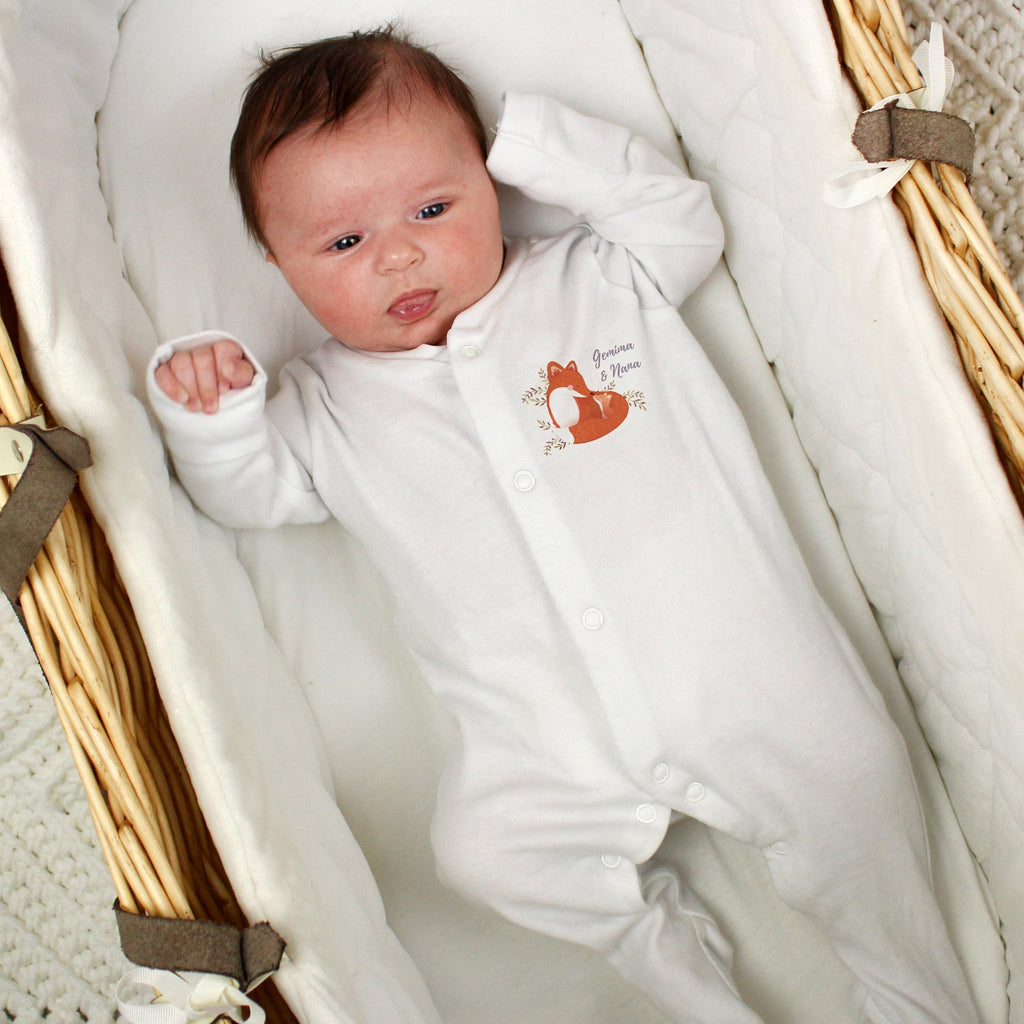 Personalised Mummy And Me Fox 0-3 Months Babygrow