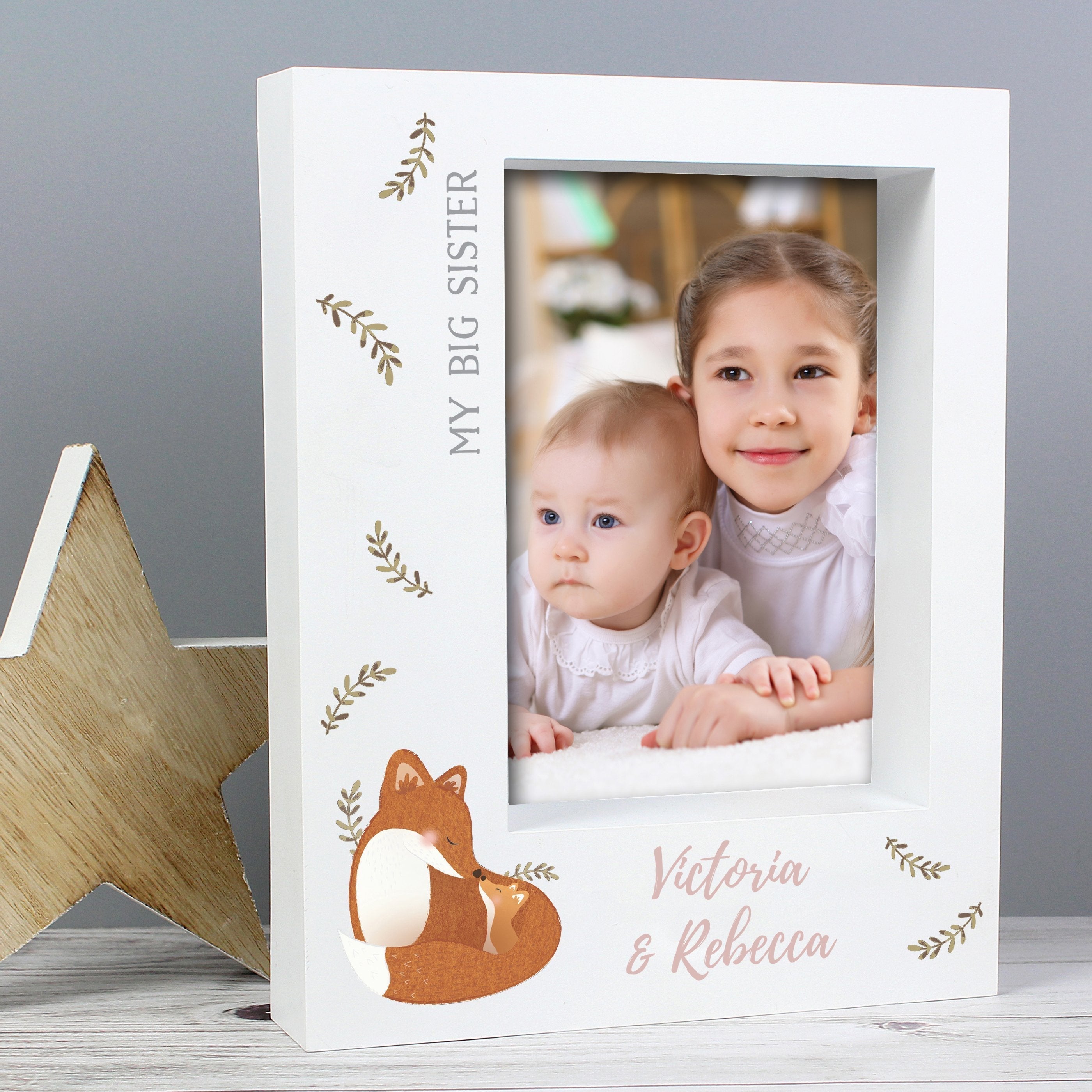 Personalised Mummy And Me Fox 5x7 Inch Box Photo Frame