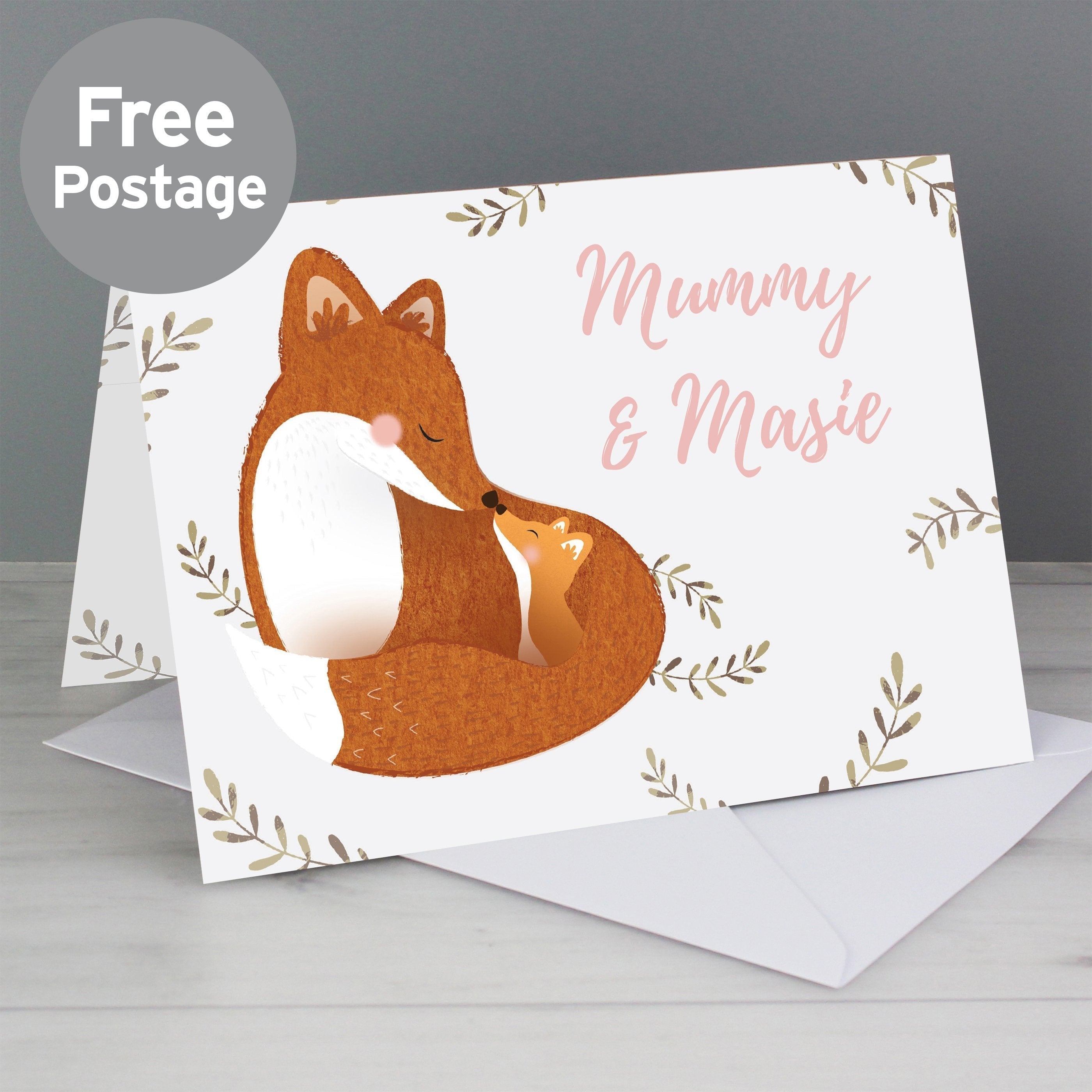 Personalised Mummy And Me Fox Card